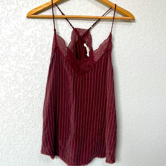 Love Stitch Blouse Tank Top Lace Striped Strappy Red and White size Large - Picture 1 of 10